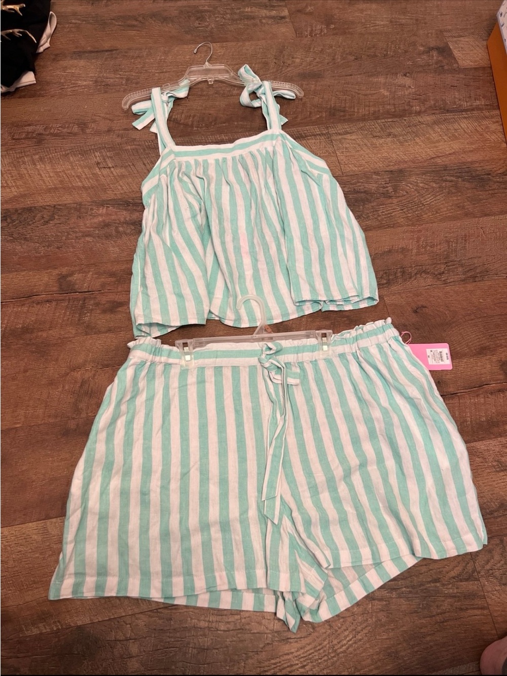 Stoney Clover Lane x TargetStriped Mint & White Tie-Shoulder Tank and Shorts Set